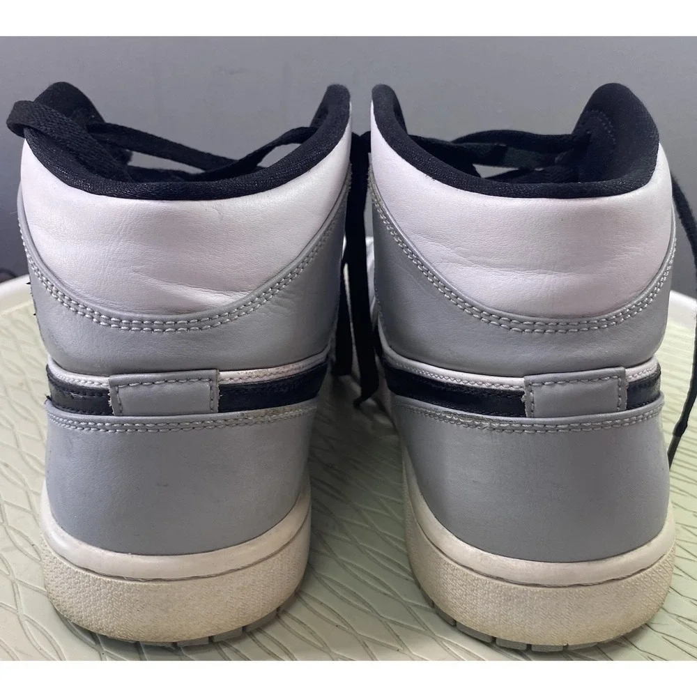 Air Jordan 1 Men's Mid Light Smoke Grey Leather High-top Sneakers Size 9‎